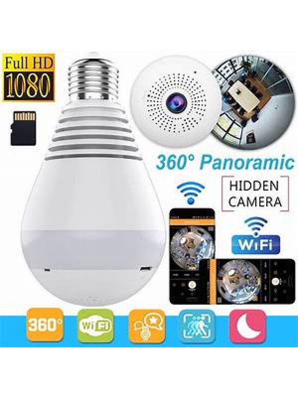 led lamp ip security spy camera vr 360 panoramic wifi