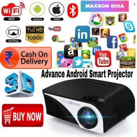 MAXSON 805A ANDROID WIFI BT 1080P HD LED PROJECTOR USB HDMI VGA AV SD TV DVD AUX  Interface: WIFI, DLNA,MIRACAST,DLNA, AIRPLAY