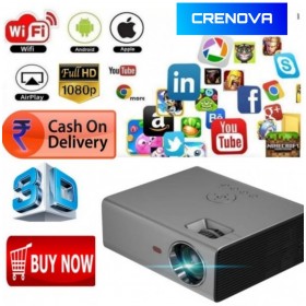 CRENOVA 3800LM ANDROID WIFI, BT, 1280×720p HD LED PROJECTOR USE FOR OFFICE, SCHOOL,HOTEL,HOME,GAME, EVENT.