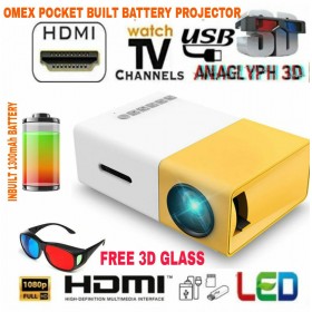 Omex Mini Pocket Projector, 1080P Built-in Battery 2021 Upgraded Version LED Portable 600 Lumens Home LED Media Player