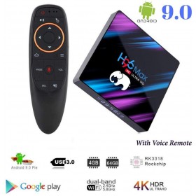 Android 9.0 H96 MAX Smart TV Box : JIO TV Hotstar 4GB RAM 32/64GB ROM RK3318 Quad core BT4.0 USB3.0 Airtel TV Video Netflix and More (4GB/32GB with Voice Remote)