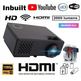 MAXSON 2000LM Advanced Version YouTube Play WiFi X10 WIFI 1080P Full HD Led Home Theatre Multipurpose Projector with WiFi HDMI AV VGAUSB Inbuilt Speaker