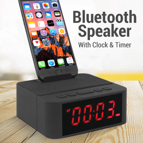 X31 Wireless Fabric Bluetooth Speaker Mobile Phone Stand Alarm Clock - Black