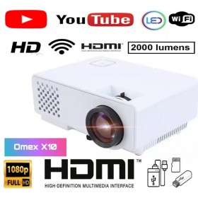 2000LM Advanced Version YouTube Play WiFi X10 WIFI 1080P Full HD Led Home Theatre Multipurpose Projector with WiFi HDMI AV VGAUSB Inbuilt Speaker