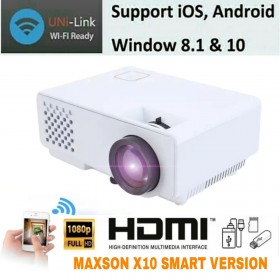 MAXSON X10 UPGRADED 3D YOUTUBE VIA MOBILE WIFI MIRACAST HD PROJECTOR HOME CINEMA