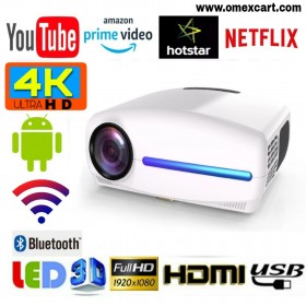 4K 3D 2021 Improved Android  WI-FI,BT LED Projector, 6800 Lumens 4D Correction Home Cinema (C-2 Upgraded (Android 9.0) White)