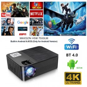 New Arrival 3D Android WI-FI,BT 4K LED Projector, 7500 Lumens 4D Correction Home Cinema H5W Upgraded