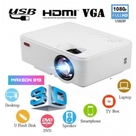 MAXSON 813 Small 1080p HD Projector for Home Entertainment Business Office Outdoor Travel - White