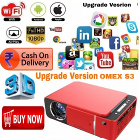 New Omex  S3 1280Ã—720P LED Projector 3500 lumens 1280x720 Portable projector Android  USB HDMI Output  Home Theater WIFI 2.4G5G BEST USE FOR BUSINESS/SCHOOL/CLASS/HOTEL