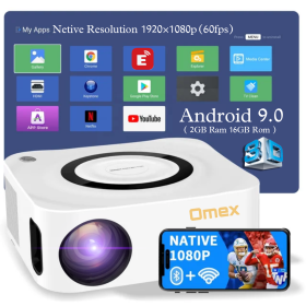 4K 6500LM Android 9.0 Smart Full HD NEW 5G WIFI, Bluetooth Digital Zoom 4D Keystone