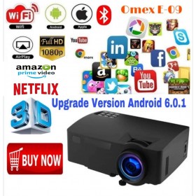 UPGRADE VERSION ANDROID 6.0.1SMART 1080P HD LED PROJECTOR WIFI/BT/USB/AV/HDMI/VGA/SD/DLNA/MIRACAST/WIFI DISPLAY/AIRPLAY