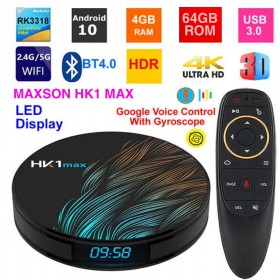 Android 10 HK1 MAX Smart TV Box : JIO TV Hotstar 4GB RAM 64GB ROM BT4.0 USB3.0 Airtel TV Video Netflix and More With Voice Remote