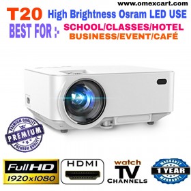 T20 1500 Lumens LCD Mini Projector, Multimedia Home Theater Video Projector Support 1080P HDMI USB SD Card VGA AV for Home Cinema TV Laptop Game iPhone Andriod Smartphone with Free HDMI Cable