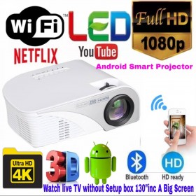 Full HD Android WIFI/BT Smart LED Projector USB/SD/AV/HDMI/VGA/TV input best us Business/classes/school/Home/Hotel/Event