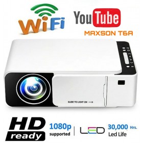 T6A UPGRADE YOUTUBE MIRACAST SMART 3D 3200 LUMENS LED PROJECTOR1280×720p SUPPORT USB HDMI AV AUX WIFI INPUT WHITE COLOUR